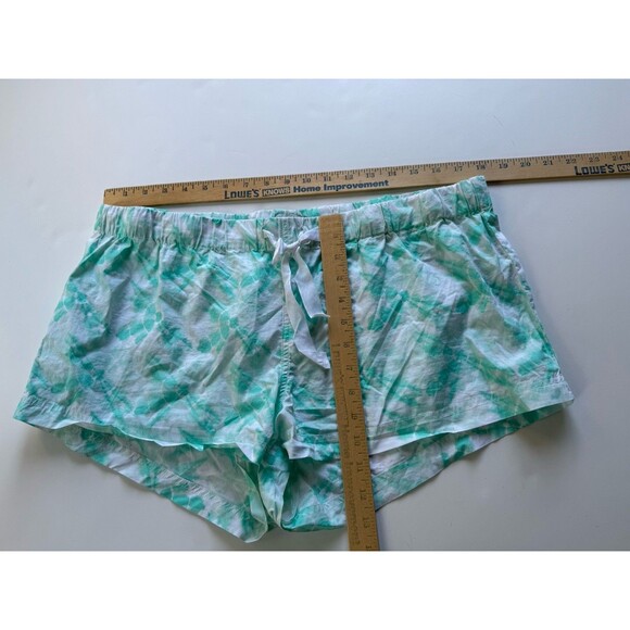 J.Crew COTTON SLEEP Tie Dye SHORTS Aqua Green 100% Cotton Drawstring  Lounge L - Picture 7 of 9